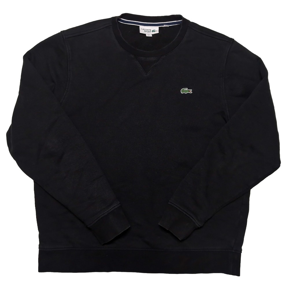 LACOSTE Sweatshirt Mens Large L Black Sport Crewneck Pullover Logo
